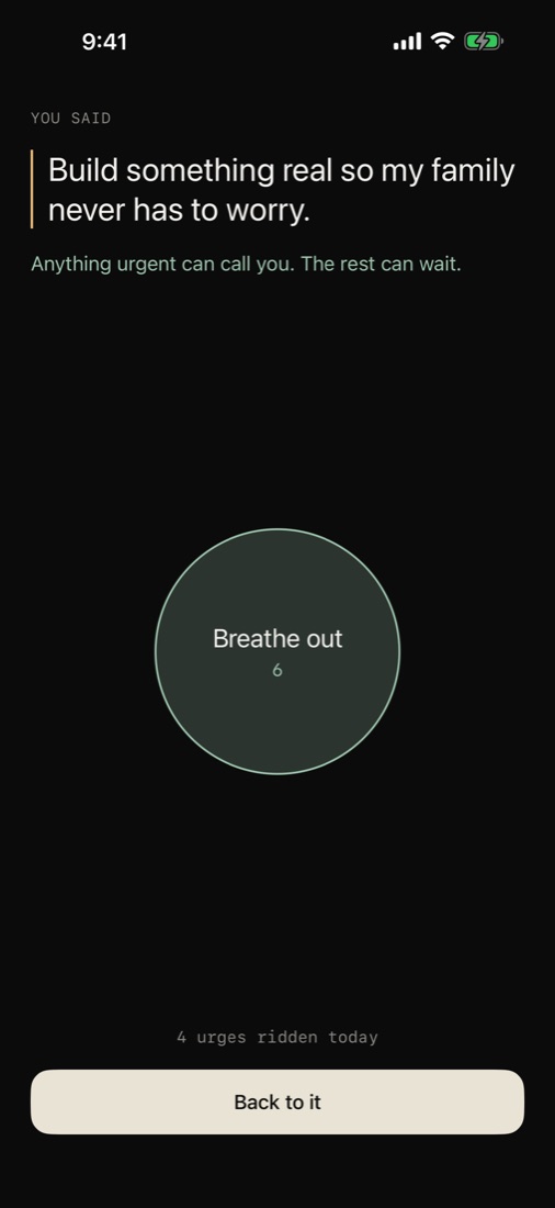 Lock In app showing your own reason when you try to open a blocked app
